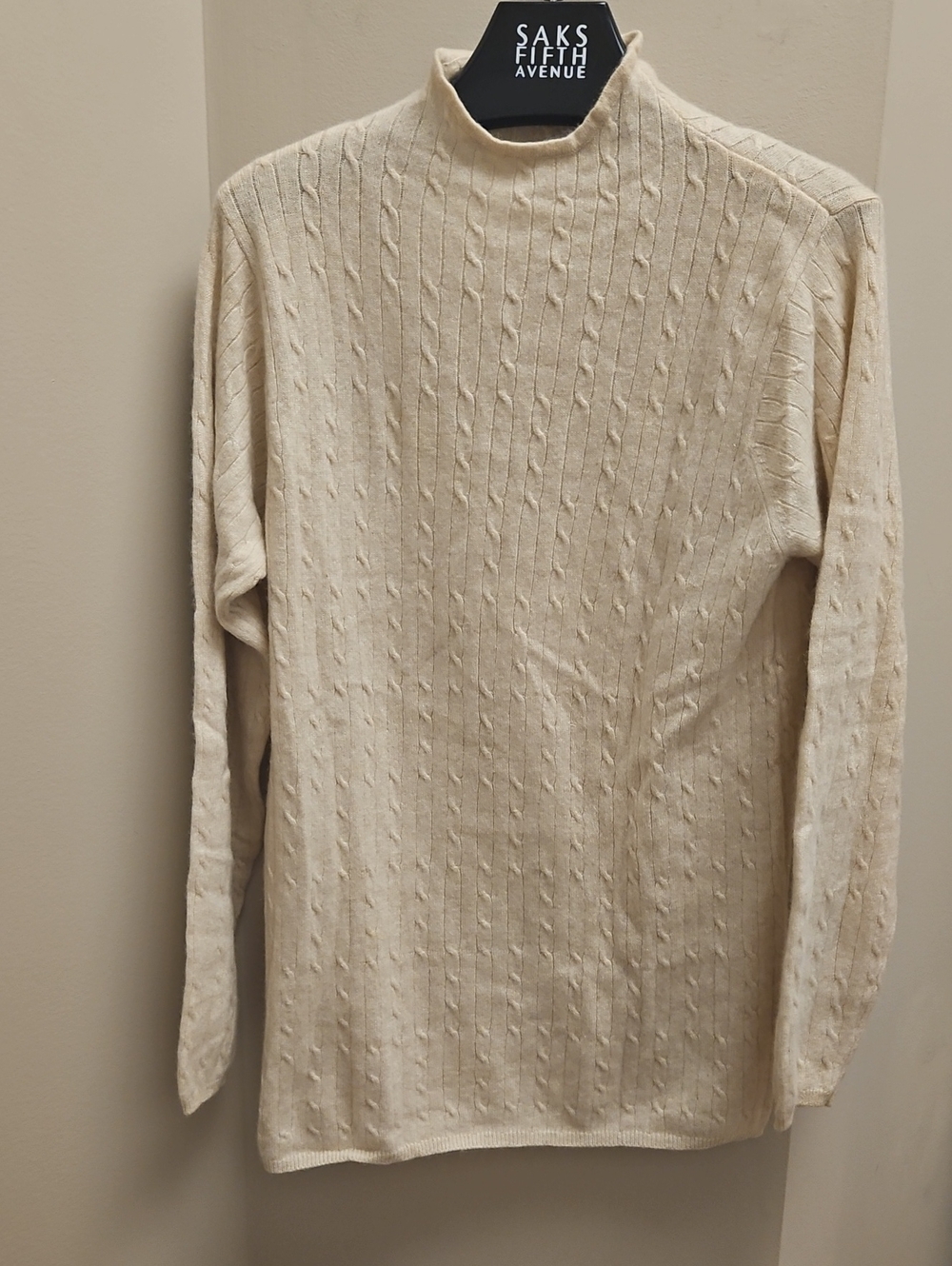 Lord & Taylor Ivory Cable Knit Long Sweater